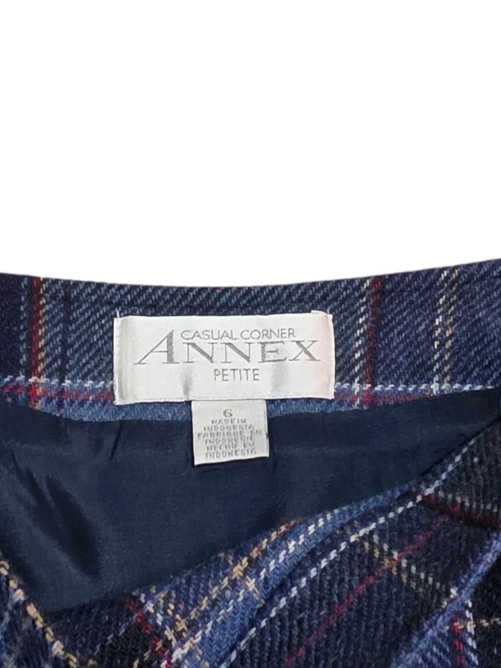 Vintage Wool Blend Mini Wrap Skirt 90s 2000s Plaid Women's  6P Academia Preppy